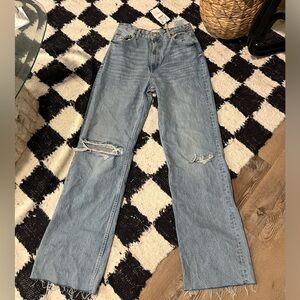 ZARA. TRF ripped wide leg jeans. Size 42.Brand new with tags!